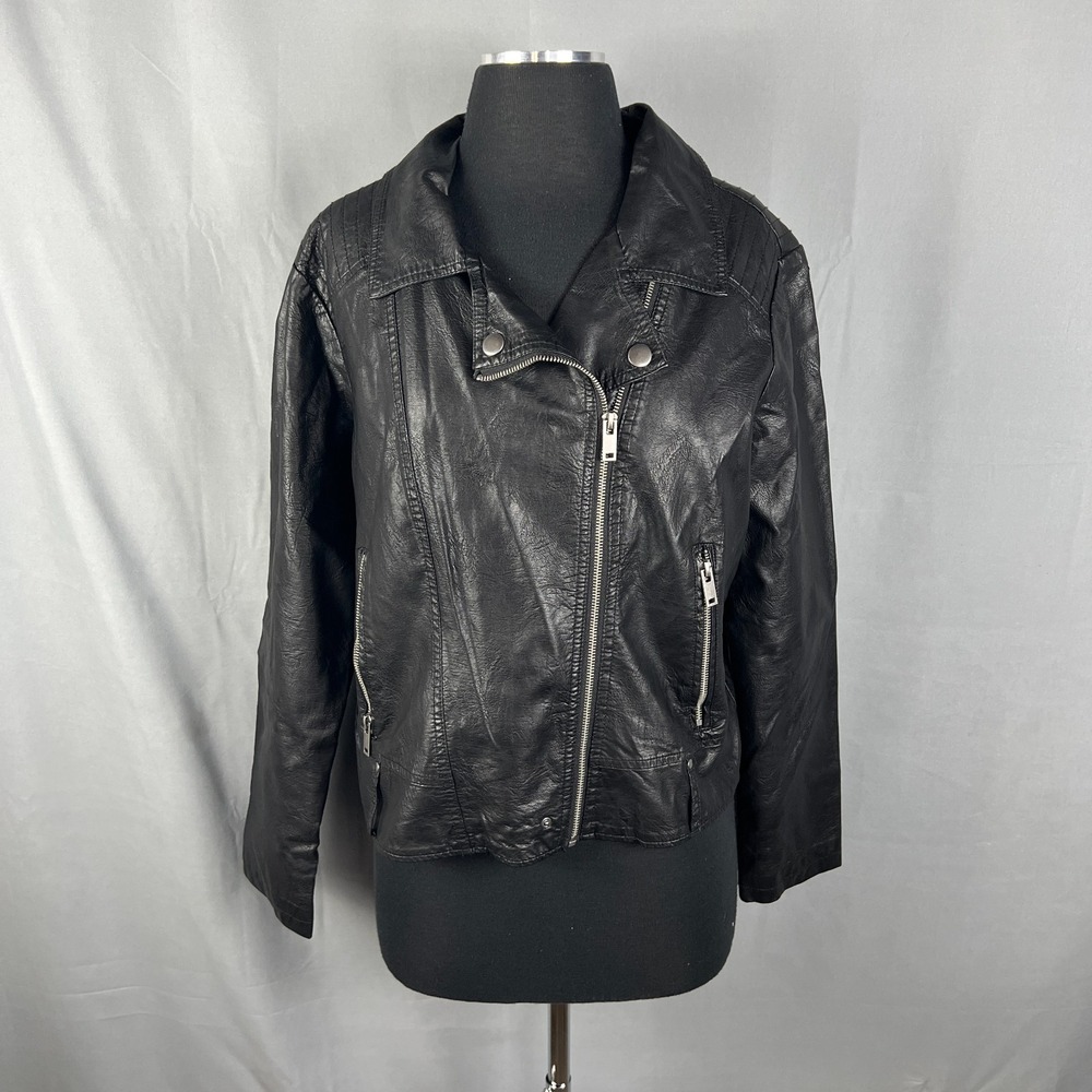 Arizona Jean Co Motorcycle Jacket Womens XL Black Lined Racing Asymmetrical Zip